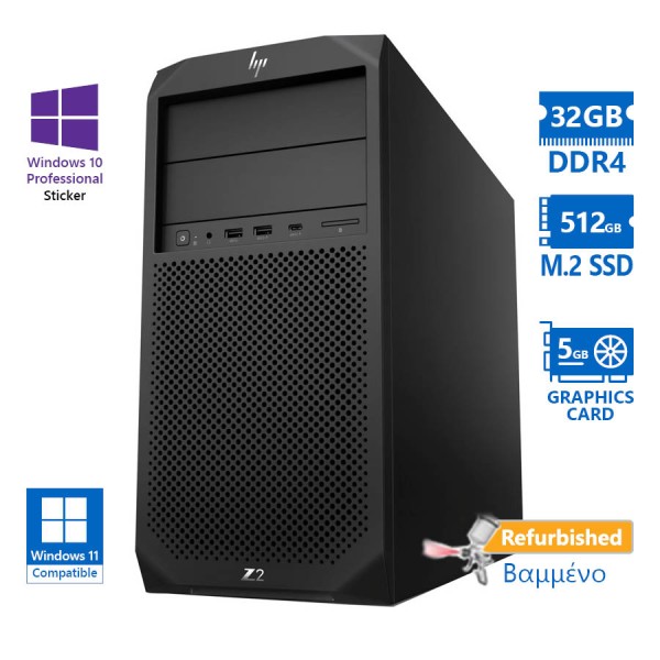 HP Z2 G4 Tower Xeon E-2144G(4-Cores)/32GB DDR4/512GB N.2 SSD/Nvidia 5GB/No ODD/10P Grade A+ Workstat