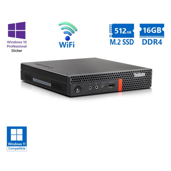 Lenovo ThinkCentre M720q Tiny WiFi i7-8700T/16GB DDR4/512GB M.2 SSD/No ODD/10P Grade A Refurbished P