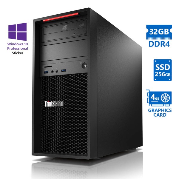 Lenovo (A-) ThinkStation P320 Tower i7-7700K/32GB DDR4/256GB SSD/DVD/Nvidia 4GB/10P Grade A- Worksta